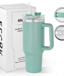 FECBK Spülmaschinenfest Doppelwandiger Thermobecher 1,2L to Go Kaffeebecher Vakuumisoliert Edelstahl Auslaufsicher Stroh