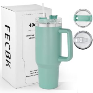 FECBK Doppelwandiger Thermobecher to Go - Spülmaschinenfest, Vakuumisolierter 1,2L Kaffeebecher mit Deckel und Strohhalm