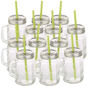 PEARL Retro-Trinkglas mit Henkel: Perfekt für Vintage-Bar-Party, 12er-Set (Cocktailgläser mit Deckel, Gläser mit und Str