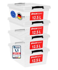 ATHLON TOOLS Transparenzplastik-Umfangskisten 1|5 L - Lebensmittelentsprechend - Verschlussclip - Neuware - Kleiderkiste