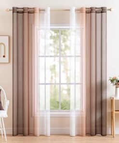MIULEE 2er Set Vorhang Hellkaffee Lichtdurchlässiger Voile für Schlafzimmer 140x245cm