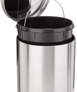 Amazon Basics 20 Liter Müllcontainer mit Stahlrohrpedal - Sanft Schließend für Küche, Bad oder Büro, Edelstahl Gebürstet