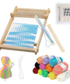 Pluvyze Webrahmen Für Kinder - Holz Webstuhl Set 20x17 cm, geeignet für Kinder ab 6 Jahren - 13 Garnbündel In Verschiede