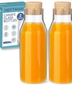 HEFTMAN Glas-Karaffe 1,5 Liter 2er-Pack mit Korkdeckel Lebensmittelecht