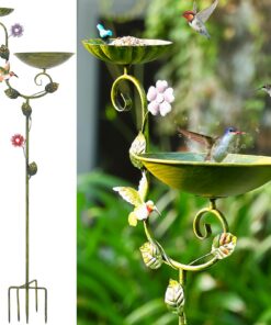 Aifeorzo Hohen Vogeltränke für den Garten | 147,3 cm | Dekorative freistehende Futterstation | Metall-Tränke mit 5-Zinke