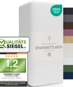 Strauss Home® Weissspannbettlaken Spannbettlaken 100% Baumwolle OEKO-TEX STANDARD 100 Weiß Wasserbett (140x220-160x220 c
