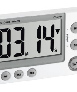 TFA Dostmann digitaler Timer und Stoppuhr - mit Memory Funktion, Lautstärkenkontrolle, Permanentanschlusssystem, weiß, L