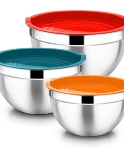 Joyfair Rührschüssel - Edelstahl, 3-Teilig,.SPülmaschinenfest, für Fiesta und Essbrowser, mit Luftdichten Deckel, 4,5L /