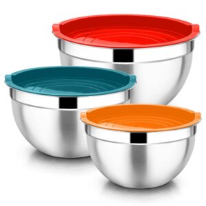 Joyfair Rührschüssel - Edelstahl, 3-Teilig,.SPülmaschinenfest, für Fiesta und Essbrowser, mit Luftdichten Deckel, 4,5L /