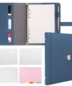 Skycase A5 Lederordner mit Magnetverschluss | Nachfüllbarer 6-Ring-Planer | RFID-Schutz & Trennwände (blau) Skycase A5