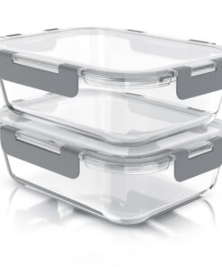 Arendo Glas Frischhaltedosen für Lebensmittel - luftdicht - 2er Set 1500 ml - Ofen & Mikrowelle - Spülmaschine geeignet