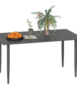 Outsunny Wetterfest Balkontisch Schwarz für Garten und Terrasse mit Schirmlochlamellen Design