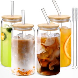 JORTINE Gläser mit Deckel und Strohhalm, 4er Cocktailgläser 500ML, Ideal für Geburtstag und Weihnachten