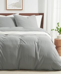 Bettwäsche 155x220 Grau - Superweiche Mikrofaser, 1 Bettbezug + 1 Kissenbezug, OEKO-TEX Grau