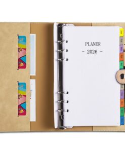 Kalender 2026 Personal A6 Ringbuch Nachfüllbar - Wochenplaner/Terminplaner 1 Woche 2 Seite mit Tabs, Passwort Notizen Ko