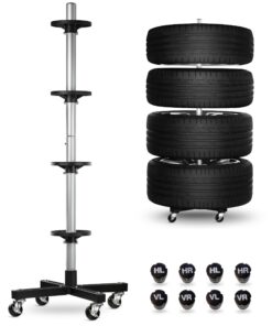 bonsport Felgenbaum (fahrbar) – Reifenständer für Autoreifen bis 225 mm, belastbar bis 100 kg, inkl. 8 Reifen-Markierer