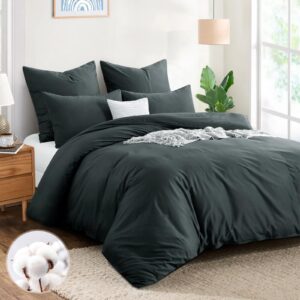 Aisbo Oeko-TEX STANDARD 100 Baumwollbettwäsche Set - 220x240cm - Anthrazit mit Reißverschluss Aisbo Baumwollbettwäsche S