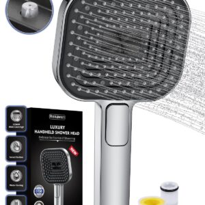 Duschkopf Wassersparend Groß 135mm Handbrause Antikalk Lebensmittelechtes Silikon 43% Wassereinsparung AirMix 3 Strahlar