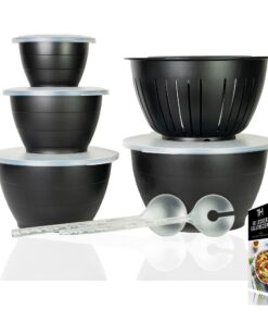 Thiru Premium Salatschüsseln - Mikrowellengeeignet - für Sportler - passend für Fitness-Begeisterte - große BPA-freie Sc
