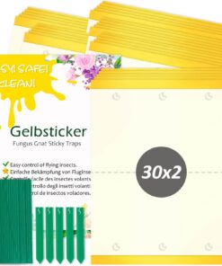 Trauermücken Bekämpfen Gelbsticker 60 Stück (6,5 x 9 cm) | Gelbsticker für Blumenerde 60 Stück (6,5 x 9 cm) | Kleine Fl