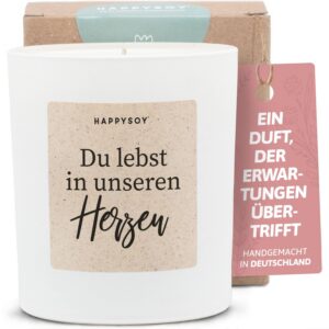 Trauergeschenk Erinnerung - Duftkerze mit Spruch - Trauerkerze Sojawachs Weiß - Handgemachte Trost Geschenke - 100g
