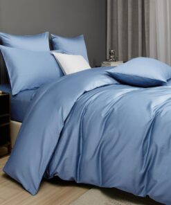 Luofanfei Kühlend Baumwoll Bettwäsche Set Blau Weich Bügelfrei