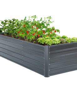 Ohuhu Hochbeet Metall Pflanzenbeet 240x90x60 cm - Robustes Stahlblech für Dauernutzung bei Gemüse- und Kräutergärten - A