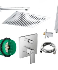 Duschsystem von Hansgrohe vanvilla Poliert HG32 Einhebelmischer Regendusche mit Duscharmatur und eckigem Duschkopf