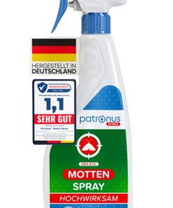 Patronus Mottenspray - hochwirksame Abwehr gegen Kleidermotten & Lebensmittel-Motten - für Familien im Haus & Büro - dez