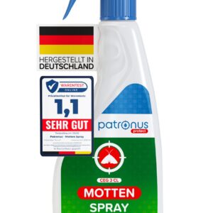Patronus Mottenspray - wirksame Abwehr gegen Kleidermotten & Lebensmittel-Motten - für Kleiderschrank & Küche - dezent E