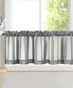 TOPICK Sheer Scheidengardinen für KleinbALKangent Fenster Paarig Küchenvorhang OEKO-TEX Transparent Grau