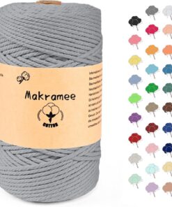 Makramee Baumwollgarn 3mm x 200m für Blumenampel Basteln und Pflanzenbügel Mit Papierbox