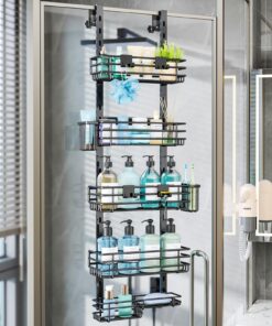 HapiRm Duschablage zum Hängen Edelstahl - Bohrenloses Duschregal mit Verstellkörben, Zahnbürstenhalter und Badezimmer Or