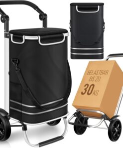 Dimono® Klappbarer 3in1 Einkaufstrolley 56 Liter mit Kühlfach Schwarz
