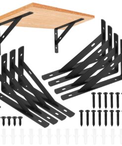 8 Stück Regalhalterungen, Schwarz, für Metall Schwerlast Konsole, ideal für Wohnzimmer und Büro | 90 Grad Regalträger,