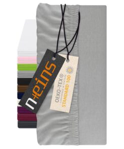 Npluseins Spannbettlaken Topper - 100% Baumwollspannbetttuch, Silber, 200 x 220 cm, OEKO-TEX STANDARD 100