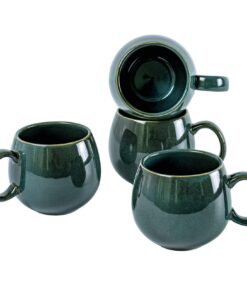 UNICASA Porzellan Kaffeebecher Set 4 Tassen 530 ml Tea Coffee Milch Cappuccino Green | UNICASA Porzellan Kaffeebecher G