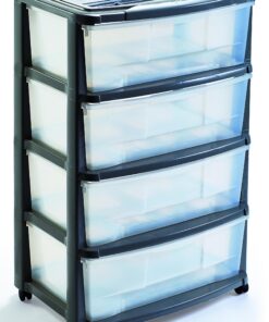 M-Home große Schubladenrollwagen, 4 Schubladen, Rollen, für Küche, 84x39x56 cm, grau PLS6221 M-Home große Schubladenro