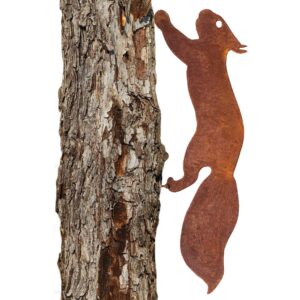 ALEMIN Rostiges Eichhörnchen zum Schrauben in Holz, Gartenstecker und Rostdekoration, ideal für Garten, hervorragende Fe