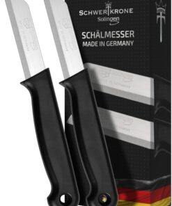 Schwertkrone® Schälmesser 2er Set - Küchenmesser klein scharf - Allzweckmesser (2x schwarz - 6cm Klinge) Schwertkrone®