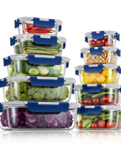 Glas Vorratsbehälter Set 10er - Luftdicht Auslaufsicher BPA-frei für Küche - Wiederverwendbar Blau