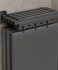 SONGMIKY 5-fold Faltbare Duschvorhangstange, Verformbar ohne Bohrer, für Eckvorhänge, ideal für Badezimmer (140-180cm)