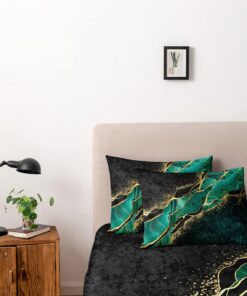 Luowei Kissenbezüge 40x80 Marmor SchwarzGrün mit Reißverschlüsse, Mikrofaser OEKO-TEX STANDARD 100 München Einlagerung.C