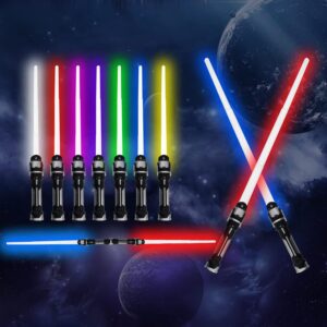 Laserschwert Kinder 2 Stück Lightsaber zum Zusammenstecken_rgb_7_farben Ausziehbar_2_in_1_Spielzeug_Film_Soundeffekt_mod