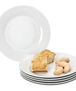MamboCat Tommy 6er Set weiße Porzellan-Kuchenteller für 6 Personen