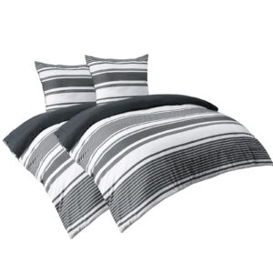 PhF 4teilig Dark Grey Bettwäsche 135x200cm mit Bügelfreiem Microfaser Material für Büfetten und Hotels PhF 4teilig Dark