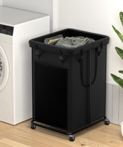 YKDIRECT 150L großer Wäschekorb, Metallrahmen, abnehmbare Taschen, Rollen, geeignet für Schlafzimmer und Bad, moderne De