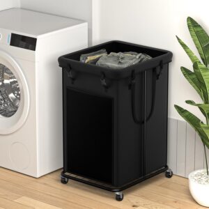 YKDIRECT 150L großer Wäschekorb, Metallrahmen, abnehmbare Taschen, Rollen, geeignet für Schlafzimmer und Bad, moderne De
