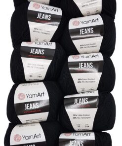 Ilkadim YarnArt Jeans Wolle 55% Baumwolle 500g Einfarbig Schwarz | Ilkadim Einfarbig Strickwolle YarnArt Jeans Wolle 50