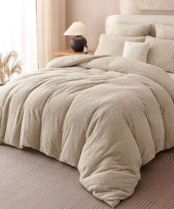 Lanqinglv Plüsch Bettwäsche Warme Winterbettwäsche Thermo Wende Cashmere Touch Beige Set